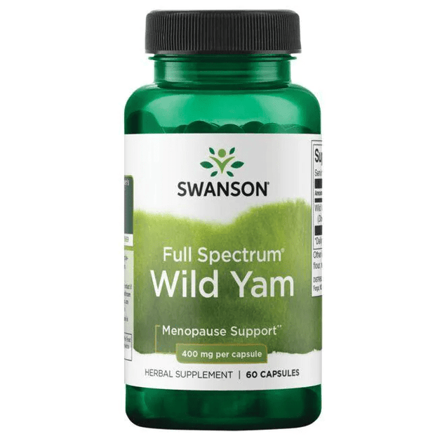 Suplemento Wild Yam 400 mg Swanson para salud femenina y equilibrio hormonal.