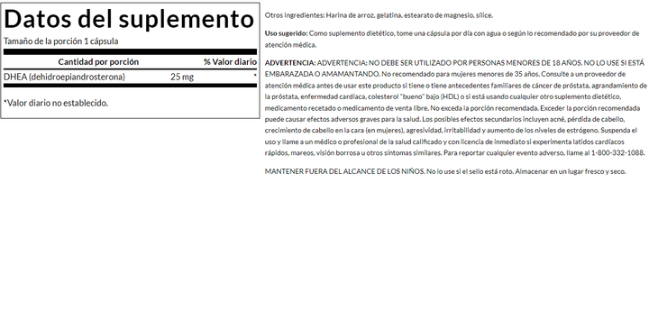 Cápsulas de DHEA para energía sexual y fortaleza ósea.