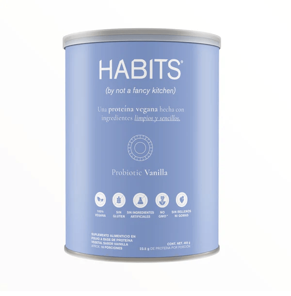 Proteína probiótica sabor vainilla de Habits para digestión y recuperación muscular.