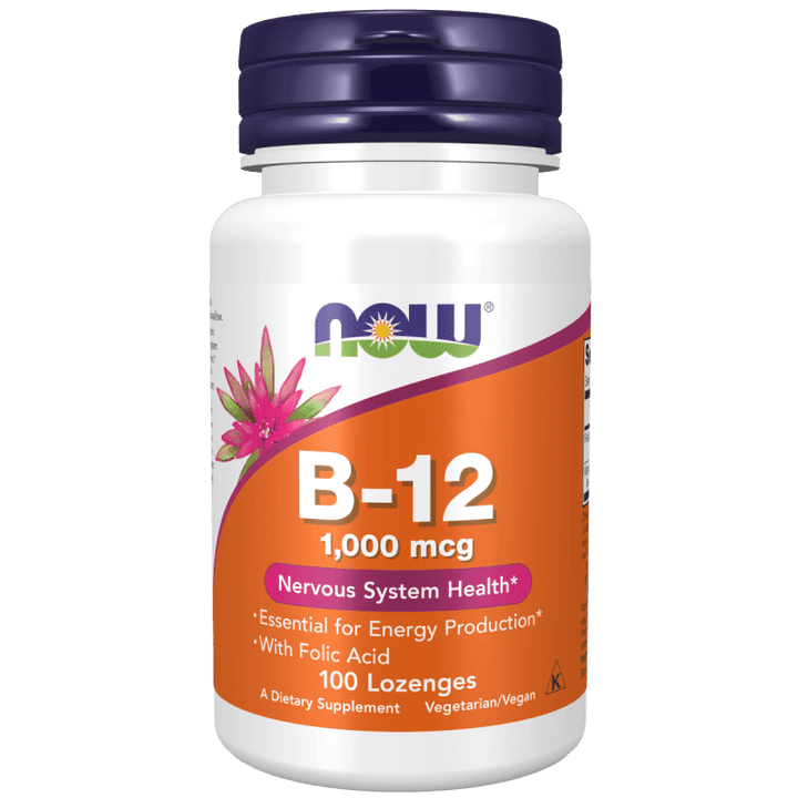 Vitamina B-12 1000 mcg de NOW Foods para energía y sistema nervioso.