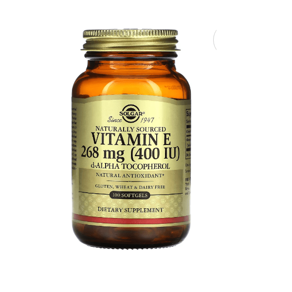 Vitamina E 400 UI, 268 mg (100 softgels) Alpha Tocopherol, suplemento antioxidante y de apoyo inmunológico sin gluten y sin lácteos.