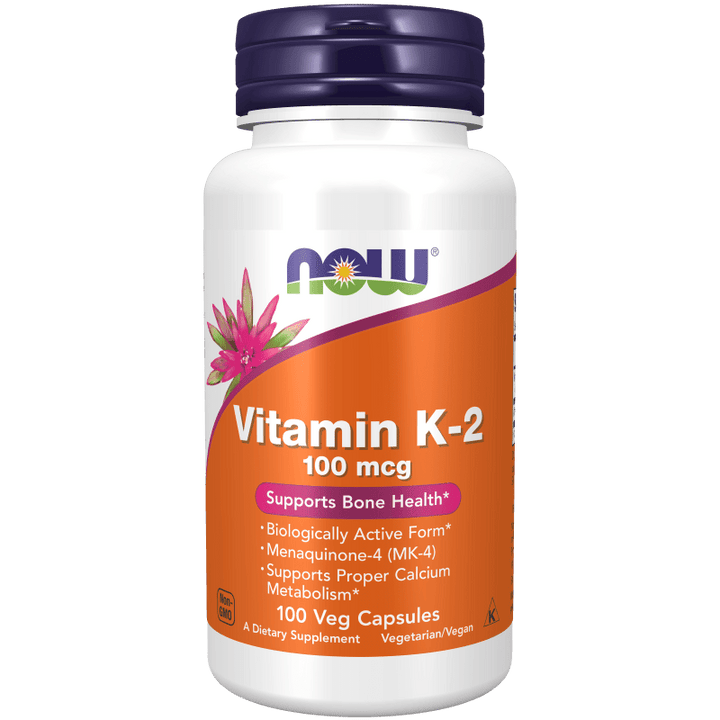 Suplemento Vitamina K2 100 mcg Now Foods para salud ósea y cardiovascular